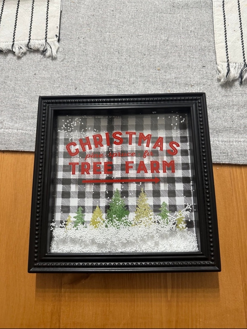 Christmas Tree Farm Framed Holiday Sign - Black Red Green